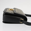 CELINE Teen Triomphe Shoulder Bag Leather Canvas Black White Auth BA8997M-4