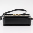 CELINE Teen Triomphe Shoulder Bag Leather Canvas Black White Auth BA8997M-9