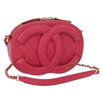 CHANEL Matelasse Chain Big Coco Camera Bag Bag Lamb Skin Pink CC Auth BA8999SAM