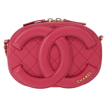CHANEL Matelasse Chain Big Coco Camera Bag Bag Lamb Skin Pink CC Auth BA8999SAM - 0