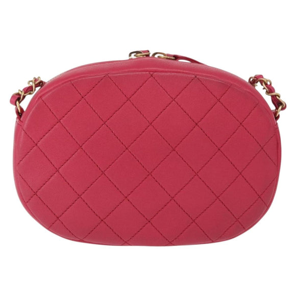 CHANEL Matelasse Chain Big Coco Camera Bag Bag Lamb Skin Pink CC Auth BA8999SAM