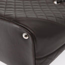 CHANEL Cambon Line Matelasse Bag Lamb Skin Dark Brown Silver CC Auth BA9000SAM-16