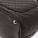 CHANEL Cambon Line Matelasse Bag Lamb Skin Dark Brown Silver CC Auth BA9000SAM-18