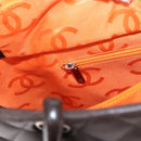 CHANEL Cambon Line Matelasse Bag Lamb Skin Dark Brown Silver CC Auth BA9000SAM-23