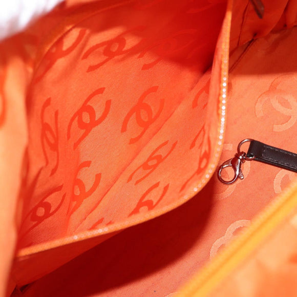 CHANEL Cambon Line Matelasse Bag Lamb Skin Dark Brown Silver CC Auth BA9000SAM