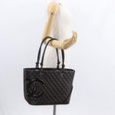 CHANEL Cambon Line Matelasse Bag Lamb Skin Dark Brown Silver CC Auth BA9000SAM-27