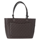 CHANEL Cambon Line Matelasse Bag Lamb Skin Dark Brown Silver CC Auth BA9000SAM-3