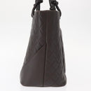 CHANEL Cambon Line Matelasse Bag Lamb Skin Dark Brown Silver CC Auth BA9000SAM-4