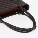 CHANEL Cambon Line Matelasse Bag Lamb Skin Dark Brown Silver CC Auth BA9000SAM-8