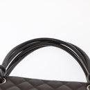 CHANEL Cambon Line Matelasse Bag Lamb Skin Dark Brown Silver CC Auth BA9000SAM-15
