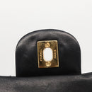 CHANEL Matelasse 25 Double Flap Chain Bag Lamb Skin Black Gold CC Auth BA9001SAM-22