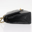 CHANEL Matelasse 25 Double Flap Chain Bag Lamb Skin Black Gold CC Auth BA9001SAM-5