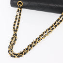 CHANEL Matelasse 25 Double Flap Chain Bag Lamb Skin Black Gold CC Auth BA9001SAM-8