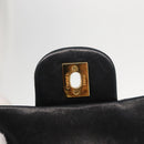 CHANEL Matelasse 25 Double Flap Chain Bag Lamb Skin Black Gold CC Auth BA9002SAV-18