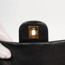CHANEL Matelasse 25 Double Flap Chain Bag Lamb Skin Black Gold CC Auth BA9003SAV-10