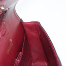 CHANEL Matelasse 25 Double Flap Chain Bag Lamb Skin Black Gold CC Auth BA9003SAV-24