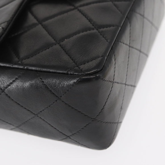 CHANEL Mini Matelasse 17 Chain Bag Lamb Skin Black Gold CC Auth BA9004SAM