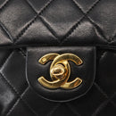 CHANEL Mini Matelasse 17 Chain Bag Lamb Skin Black Gold CC Auth BA9004SAM-15