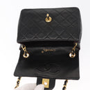 CHANEL Mini Matelasse 17 Chain Bag Lamb Skin Black Gold CC Auth BA9004SAM-16