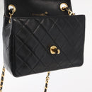 CHANEL Mini Matelasse 17 Chain Bag Lamb Skin Black Gold CC Auth BA9004SAM-18