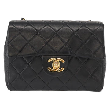 CHANEL Mini Matelasse 17 Chain Bag Lamb Skin Black Gold CC Auth BA9004SAM - 0