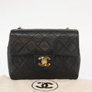 CHANEL Mini Matelasse 17 Chain Bag Lamb Skin Black Gold CC Auth BA9004SAM-29