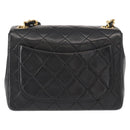 CHANEL Mini Matelasse 17 Chain Bag Lamb Skin Black Gold CC Auth BA9004SAM-4
