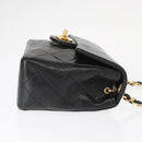 CHANEL Mini Matelasse 17 Chain Bag Lamb Skin Black Gold CC Auth BA9004SAM-5