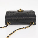 CHANEL Mini Matelasse 17 Chain Bag Lamb Skin Black Gold CC Auth BA9004SAM-7