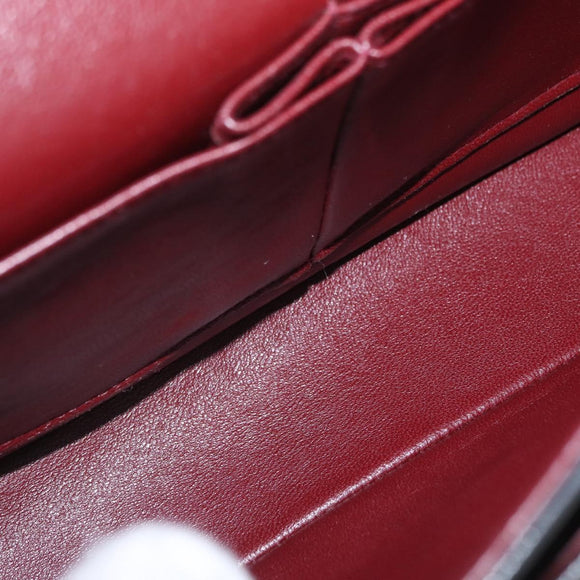 CHANEL Matelasse 25 Double Flap Chain Bag Lamb Skin Black Gold CC Auth BA9005SAM