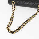 CHANEL Matelasse 25 Double Flap Chain Bag Lamb Skin Black Gold CC Auth BA9005SAM-7