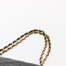 CHANEL Matelasse 25 Double Flap Chain Bag Lamb Skin Black Gold CC Auth BA9005SAM-14