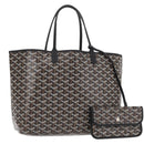 GOYARD Herringbone Saint Louis PM Tote Bag PVC Black Auth BA9007SM-1
