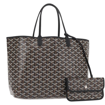 GOYARD Herringbone Saint Louis PM Tote Bag PVC Black Auth BA9007SM
