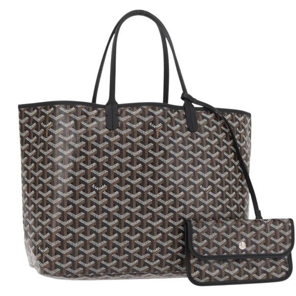 GOYARD Herringbone Saint Louis PM Tote Bag PVC Black Auth BA9007SM