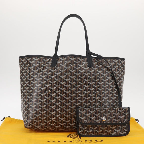 GOYARD Herringbone Saint Louis PM Tote Bag PVC Black Auth BA9007SM