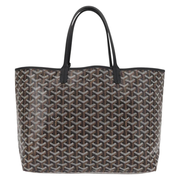GOYARD Herringbone Saint Louis PM Tote Bag PVC Black Auth BA9007SM