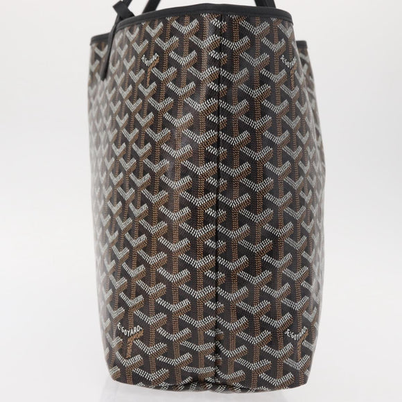 GOYARD Herringbone Saint Louis PM Tote Bag PVC Black Auth BA9007SM