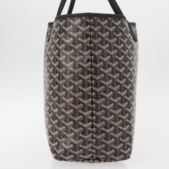 GOYARD Herringbone Saint Louis PM Tote Bag PVC Black Auth BA9007SM