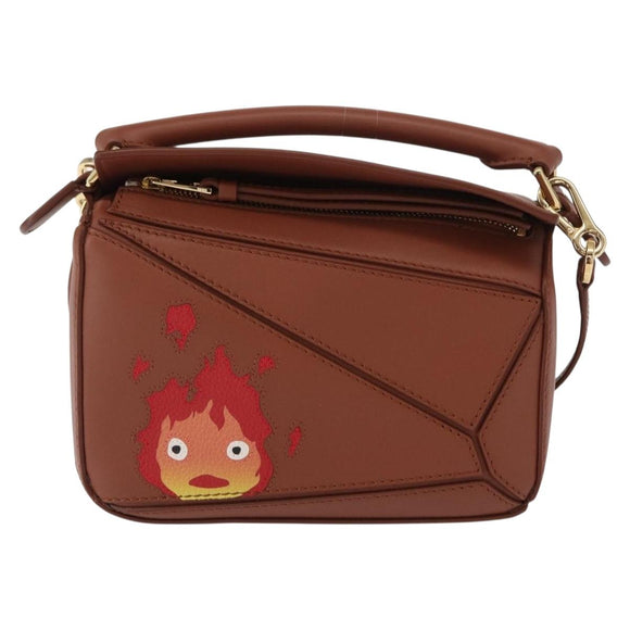 LOEWE Mini Puzzle Loewe x Studio Ghibli Calcifer Bag 2way Brown Auth BA9009SM
