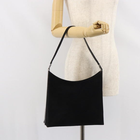 Salvatore Ferragamo Vala Shoulder Bag Suede Black Gold Auth BA9014