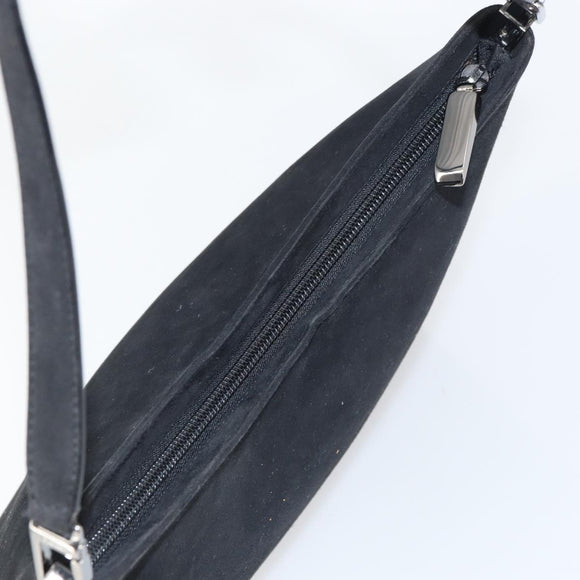 Salvatore Ferragamo Vala Shoulder Bag Suede Black Gold Auth BA9014