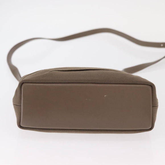 Salvatore Ferragamo Vala Hand Bag Canvas 2way Beige Gold Auth BA9015