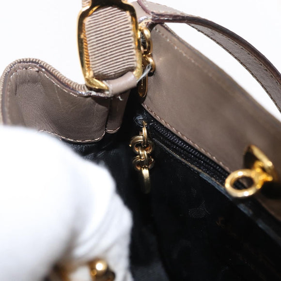 Salvatore Ferragamo Vala Hand Bag Canvas 2way Beige Gold Auth BA9015