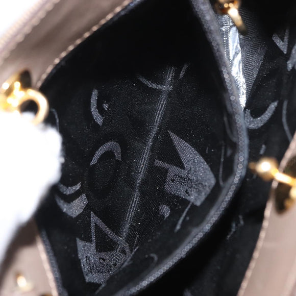 Salvatore Ferragamo Vala Hand Bag Canvas 2way Beige Gold Auth BA9015