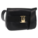 Salvatore Ferragamo Vala Shoulder Bag Leather Black Gold Auth BA9016-1