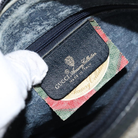 GUCCI GG Supreme Sherry Line Shoulder Bag PVC Navy Gold 89 02 032 Auth BA9017