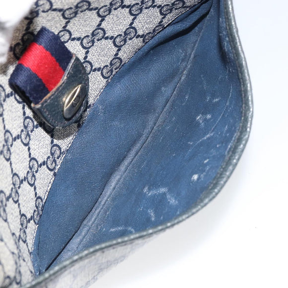 GUCCI GG Supreme Sherry Line Shoulder Bag PVC Navy Gold 89 02 032 Auth BA9017