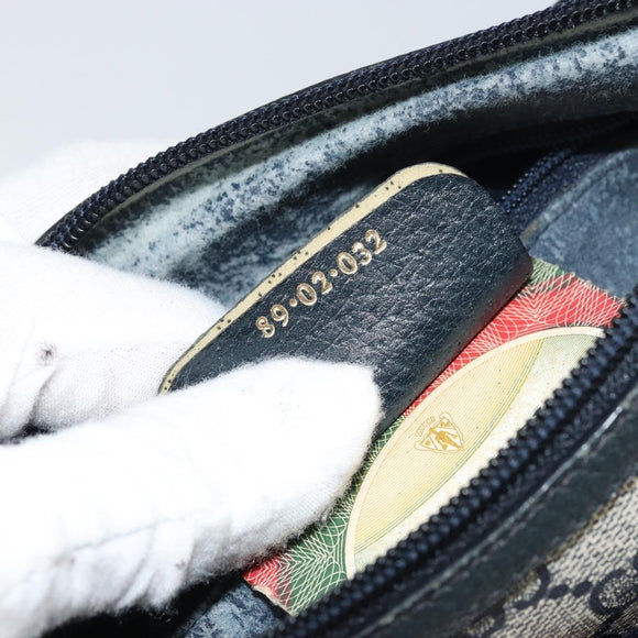 GUCCI GG Supreme Sherry Line Shoulder Bag PVC Navy Gold 89 02 032 Auth BA9017