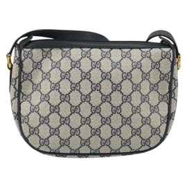 GUCCI GG Supreme Sherry Line Shoulder Bag PVC Navy Gold 89 02 032 Auth BA9017 - 0